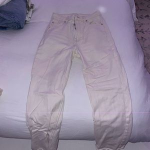 cream straight leg zara jeans